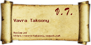 Vavra Taksony névjegykártya